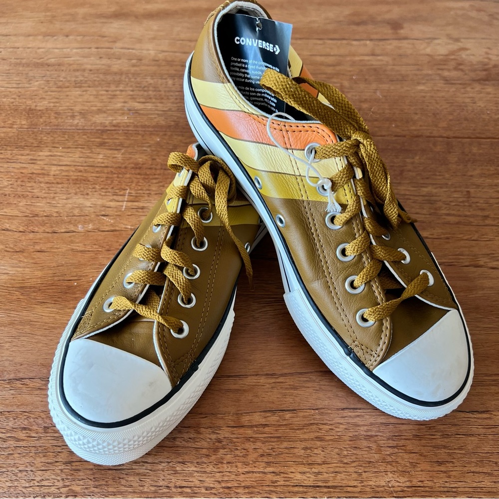 Converse Custom LEATHER Platform Stripe 70s Chuck Taylor Shoes MEN 8 NEW Lift